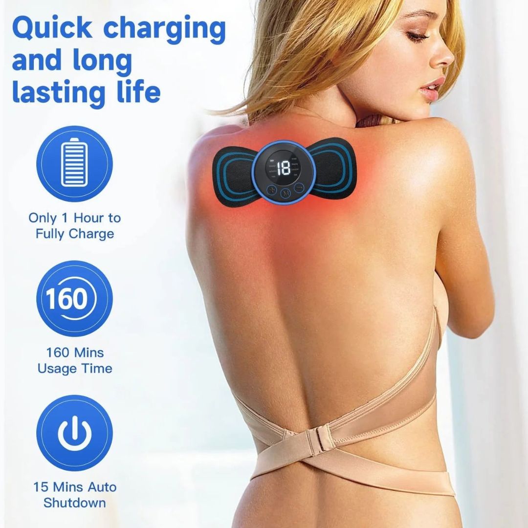 Butterfly Massager Machine for Pain Relief, Rechargeable Full Body TENS Massager with 8 Modes 19 Levels Wireless Vibration Machine