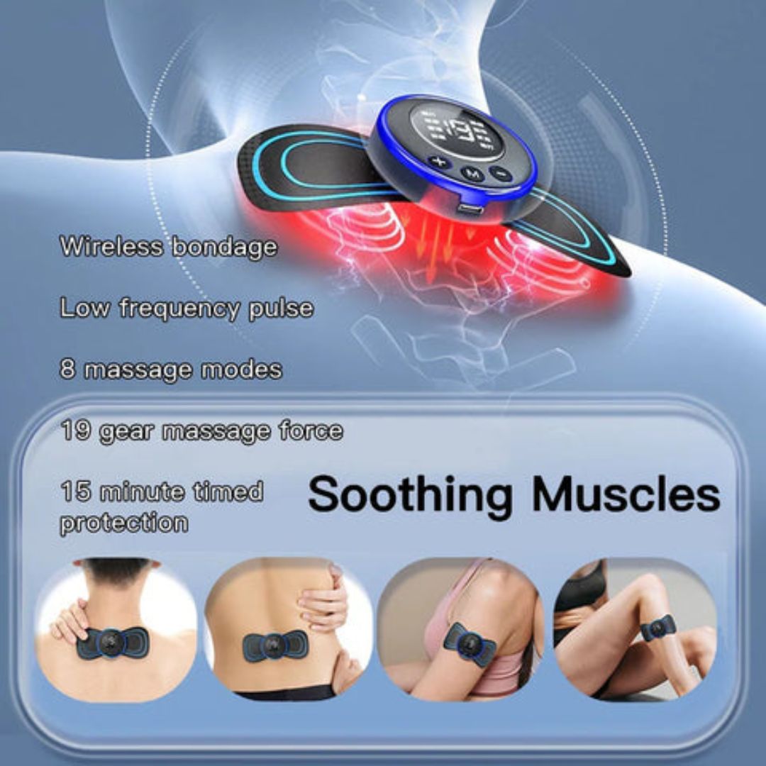 Butterfly Massager Machine for Pain Relief, Rechargeable Full Body TENS Massager with 8 Modes 19 Levels Wireless Vibration Machine