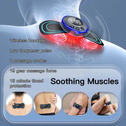 Butterfly Massager Machine for Pain Relief, Rechargeable Full Body TENS Massager with 8 Modes 19 Levels Wireless Vibration Machine